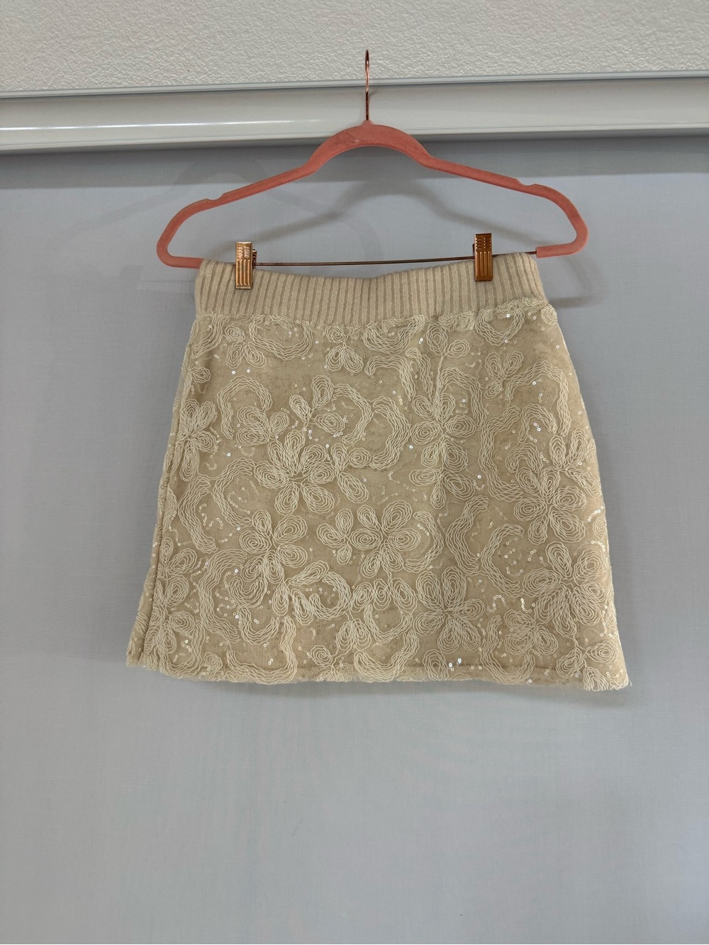 Maeve Cream Floral Embroidered Mini Skirt